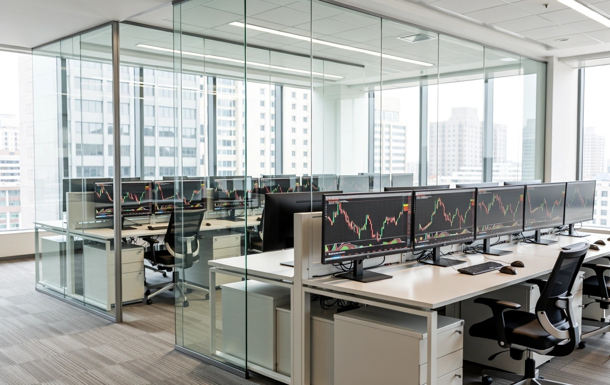 Ambiente profissional de trading na Lumoria